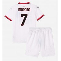 Camisa de Futebol AC Milan Alvaro Morata #7 Equipamento Secundário Infantil 2024-25 Manga Curta (+ Calças curtas)